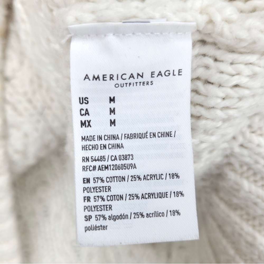 AEO Cream Knit Cropped Varsity Stripped Sweater: Size M - Picture 3 of 4